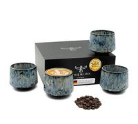 Pheniox | Lot de tasses à Cappuccino Tibet Blue | 4 pièces | 180 ml | Tasses de haute qualité en grès | sans anse | Passe au lave-vaisselle | Café | Espresso | Moka | Cadeau pour homme et femme