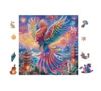 Phénix aux Ailes Arc-en-Ciel 100 Pieces Casse-tête Débutant en Carton Épais Facile Apprentissage Loisir Créatif Activité Manuelle Décoration Murale Cadeau Saint Valentin 28x28cm