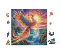 Phénix aux Ailes Arc-en-Ciel 100 Pieces Casse-tête Débutant en Voitureton Épais Facile Apprentissage Loisir Créatif Activité Hommeuelle Décoration Murale Cadeau Saint Valentin 28x28cm
