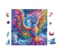 Phénix aux Ailes Arc-en-Ciel 100 Pièces Puzzle Adulte en Carton Rigide Haute Densité Difficile Moyenne Anti-Stress Jeu De Société Idée Cadeau Anniversaire Premium 28x28cm