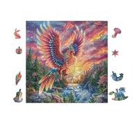 Phénix aux Ailes Arc-en-Ciel 100 Pièces Puzzle Amateur d'art en Carton Anti-Déchirure Haute Qualité Difficile Niveau Expert Décoration Murale Idée Cadeau Anniversaire 28x28cm