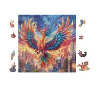 Phénix aux Ailes Arc-en-Ciel 100 Pièces Puzzle Créatif en Carton Anti-Déchirure Haute Densité Difficulté Moyenne Activité Manuelle Loisir Créatif Cadeau Anniversaire 28x28cm