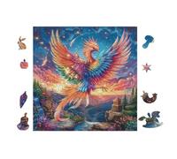 Phénix aux Ailes Arc-en-Ciel 100 Pièces Puzzle Débutant en Carton Haute Densité Facile Apprentissage Anti-Stress Passe-Temps Cadeau Fête des Mères Haute Qualité 28x28cm