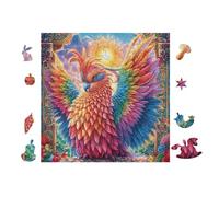 Phénix aux Ailes Arc-en-Ciel 100 Pièces Puzzle pour Ado en Carton Épais Haute Densité Facile Débutant Jeu De Société Idée Cadeau Anniversaire Petit Prix Premium 28x28cm