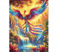 Phénix aux Plumes Arc-en-Ciel Over A Magical Waterfall 300 Pieces Casse-tête Famille en Carton Haute Qualité Faune et Flore Difficulté Moyenne Activité Familiale Voyage Déplacement Cadeau Noël Pas Ch
