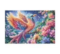 Phénix aux Plumes colorées 1000 Pieces Casse-tête pour Ado en Carton Épais Rigide Flore, rayonnement et Cosmos Facile Débutant Jeu De Société Soirée Entre Amis Cadeau Anniversaire Premium 1000 PCS