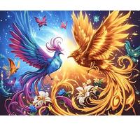 Phénix Bleu Flamboyant Ciel étoilé 300 Pièces Puzzle Créatif en Carton Rigide sans Déformation Faune Sauvage Difficulté Moyenne Activité Manuelle Loisir Créatif Cadeau Créatif Anniversaire 300 PCS/40