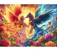 Phénix coloré Flamboyant Ciel étoilé 1000 Pièces Puzzle Débutant en Carton sans Déformation Faune Sauvage Facile Apprentissage Anti-Stress Passe-Temps Idée Cadeau Saint Valentin Premium 1000 PCS