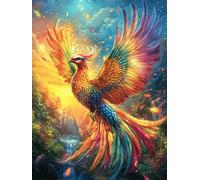 Phénix dans la forêt ardente 1000 Pièces Puzzle Adulte En Carton Rigide Haute Qualité Conte de fées animal magique Difficile Niveau Expert Anti-Stress Jeu De Société Idée Cadeau Anniversaire Premium 1