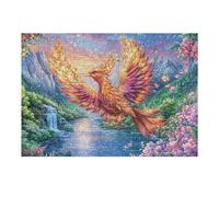 Phénix dans Un Champ de Fleurs 300 Pieces Casse-tête pour Ado en Carton Haute Densité Épais Flore, rayonnement et Cosmos Facile Débutant Jeu De Société Soirée Entre Amis Cadeau Fête des Pères 300 PCS