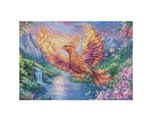 Phénix dans Un Champ de Fleurs 300 Pieces Casse-tête pour Ado en Carton Haute Densité Épais Flore, rayonnement et Cosmos Facile Débutant Jeu De Société Soirée Entre Amis Cadeau Fête des Pères 300 PCS