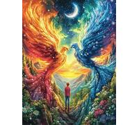 Phénix feu et Eau 1000 Pieces Casse-tête Adulte en Carton Rigide sans Déformation Animaux de Paysage Naturel Jeu De Société Famille Très Difficile Cadeau Noël Qualité Premium Pas Cher 1000 PCS