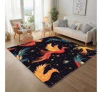 Phénix Peint de Luxe Tapis Salon 140x200cm Adulte Moderne Étoiles de la Galaxie Phoenix Rug Lavable Antidérapant Doux Poils Ras Moelleux Tapis D'entrée Intérieur, Moquette Chambre, Descente de Lit