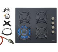 Phénix PG-604ST Cuisinière à Gaz Verre Montage Cuisson 4 Flame Insert à Bois