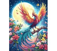 Phénix sous la lune with Rainbow Feathers 500 Pièces Puzzle Créatif En Carton Haute Qualité Animal sauvage et animal de compagnie Cute Difficulté Moyenne Activité Manuelle Loisir Créatif Cadeau Créati