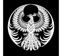 phénix sur un design mythique d'oiseau de feu Stickers muraux 67.2x67.2cm Culture du tatouage Blanc
