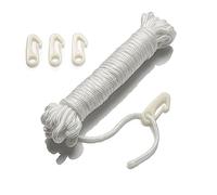 PHENO FLAGS Corde de Drapeau 15m pour mât avec 4 Crochets - Corde à Drapeau de Haute qualité 15 mètres pour l'utilisation en extérieur