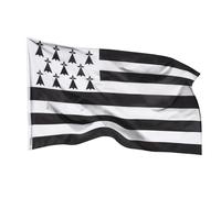 PHENO FLAGS Drapeau Bretagne 90x150cm - breton - résistant aux intempéries, avec œillets en laiton, 100% polyester, coutures doubles robustes et couleurs éclatantes - pour les passionnés de drapeaux