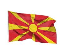 PHENO FLAGS Drapeau de la Macédoine du Nord 90 x 150 cm - Drapeau national résistant aux intempéries en polyester avec double couture et œillets métalliques