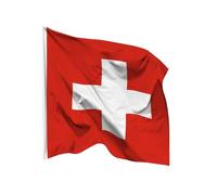 PHENO FLAGS Drapeau de la Suisse 90 x 90 cm - Drapeau national résistant aux intempéries en polyester avec double couture et œillets métalliques