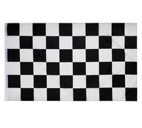 PHENO FLAGS Drapeau de sport automobile 150x90 cm - drapeau de course noir et blanc avec œillets robustes et double couture, drapeau à damier pour Formule 1