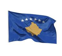 PHENO FLAGS Drapeau du Kosovo 90 x 150 cm - Drapeau national résistant aux intempéries en polyester avec double couture et œillets métalliques