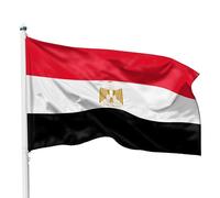 PHENO FLAGS Drapeau Égypte 90x150cm - égyptien - résistant aux intempéries, avec œillets en laiton, 100% polyester, coutures doubles robustes et couleurs éclatantes - pour les passionnés de drapeaux