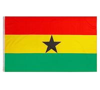 PHENO FLAGS Drapeau Ghana 90x150cm - ghanéen - résistant aux intempéries, avec œillets en laiton, 100% polyester, coutures doubles robustes et couleurs éclatantes - pour les passionnés de drapeaux