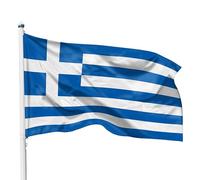 PHENO FLAGS Drapeau Grèce 90x150cm - grec - résistant aux intempéries, avec œillets en laiton, 100% polyester, coutures doubles robustes et couleurs éclatantes - pour les passionnés de drapeaux