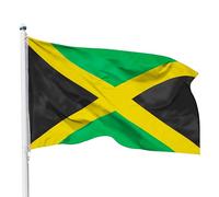 PHENO FLAGS Drapeau Jamaïque 90x150cm - jamaïquain - résistant aux intempéries, avec œillets en laiton, 100% polyester, coutures doubles robustes et couleurs éclatantes