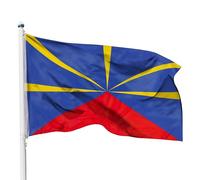 PHENO FLAGS Drapeau La Réunion 90x150cm - réunionnais - résistant aux intempéries, avec œillets en laiton, 100% polyester, coutures doubles robustes et couleurs éclatantes