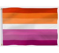 PHENO FLAGS Drapeau Lesbienne 90x150cm - Lesbien - extrêmement résistant aux intempéries, avec œillets, 100% polyester, coutures doubles robustes et couleurs éclatantes - symbole de la fierté LGBT