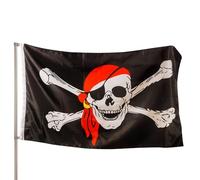 PHENO FLAGS Drapeau pirate 90x150cm - qualité premium - extrêmement résistant aux intempéries, avec œillets en laiton, 100% polyester, coutures doubles robustes & couleurs éclatantes - pour extérieur