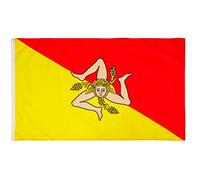 PHENO FLAGS Drapeau Sicile 90x150cm - sicilien - résistant aux intempéries, avec œillets en laiton, 100% polyester, coutures doubles robustes et couleurs éclatantes - pour les passionnés de drapeaux