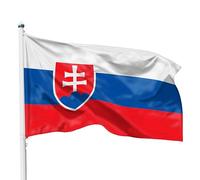 PHENO FLAGS Drapeau Slovaquie 90x150cm - slovaque - résistant aux intempéries, avec œillets en laiton, 100% polyester, coutures doubles robustes et couleurs éclatantes