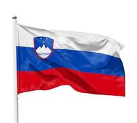 PHENO FLAGS Drapeau Slovénie 90x150cm - slovène - résistant aux intempéries, avec œillets en laiton, 100% polyester, coutures doubles robustes et couleurs éclatantes - pour les passionnés de drapeaux
