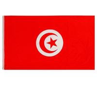 PHENO FLAGS Drapeau Tunisie 90x150cm - tunisien - résistant aux intempéries, avec œillets en laiton, 100% polyester, coutures doubles robustes et couleurs éclatantes - pour les passionnés de drapeaux