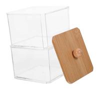 PHENOFICE 1 Ensemble Boîte de Rangement Transparente Empilable pour Coton Accessoires de Beauté Organisateur Polyvalent pour Coton Tiges Disques Démaquillants Éponges Plus