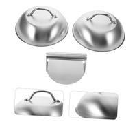 PHENOFICE 1 Ensemble Set de Presse à Burger avec Couvercle Basting Acier Inoxydable Kit Accessoires de Gril avec Cloche de Fonte pour Cuisson à Plat et Barbecue