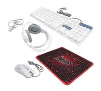 PHENOFICE 1 Jeu Ensemble De Boutons De Souris Clavier De Jeu Et Tapis De Souris sans Fil Tapis De Souris D'ordinateur Souris pour Écouteurs à Réduction De Bruit Casque Filaire Abdos Blanche