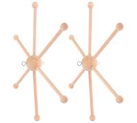 PHENOFICE 2 Pièces Mobile en Bois Marron Corps Sphérique Rond et Six Bras, Carillon pour Bébé, Décoration Chambre Garçon Fille, Stabilité Renforcée et Son Riche pour Intérieur ou Balcon