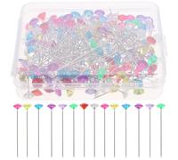 PHENOFICE 200 Épingles à Tissu Tête Diamant pour Couture et Bricolage, Alliage Acrylique, 200 Pièces, Épingles Droites Brillantes pour Mariage et Décoration de Bouquet