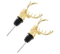 PHENOFICE 2pcs Bouchons de Vin en Alliage de Zinc Tête de Cerf Dorée, Verseur Facile à Utiliser et Sécurisé pour Bouteille de Vin et Huile, pour Fête et Hôtel