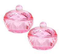 PHENOFICE 2pcs Petit Récipient en Verre Rose Couvercle pour Monomère, Prévient L'évaporation du Liquide, pour Salon de Manucure et Onglerie Professionnelle