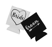 PHENOFICE 2pièces Manchons Isolants pour Canettes De Mariage Couple Blanc pour Mariée Noir pour Marié Accessoires De Fête pour Boissons Froides Ou Chaudes