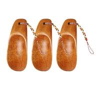 PHENOFICE 3 Chausse-pieds Portables en Bois Marron, Petit Format | Poignée Nylon Confortable, Bord Lisse et Arrondi, Lot de 3 Pièces pour Usage Quotidien