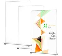 PHENOFICE 3 Pièces Présentoirs de Table Acrylique Transparents Lot de Supports Stables pour Menus Brochures et Documents Résistant à Usure pour Restaurants Bureaux et Magasins