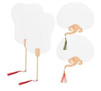 PHENOFICE 4 Pièces Éventails à Main Papier Épais Vierge Ventilateurs Décoratifs pour Peinture DIY Poignées Longues pour Décoration et Performance Couleur Aléatoire