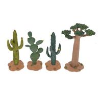 PHENOFICE 4pcs Cactus de Bureau Artificiels en PVC Apparence Vive, Faciles à Nettoyer et Entretenir, Décorations Végétales pour Table de Salon ou Bureau