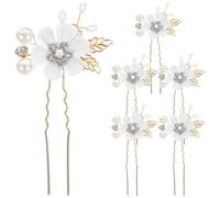 PHENOFICE 6 Pcs Épingles à Cheveux en Forme de U Ornées de Cristaux et Perles, Légères et Faciles à Utiliser, Accessoires Délicats pour Mariage et Voyage de Noces